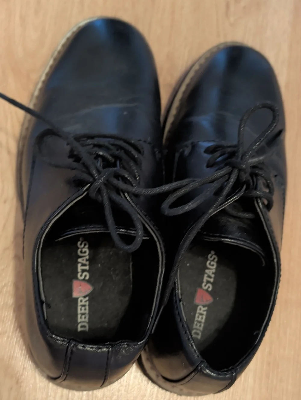 Deer Stags Black Kids Dress Lace-Up Shoes